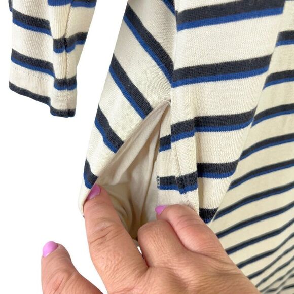 Marine Layer Gigi Long Sleeve Crew Neck Dress Small Ivory Navy Black W/Pockets - Picture 8 of 12